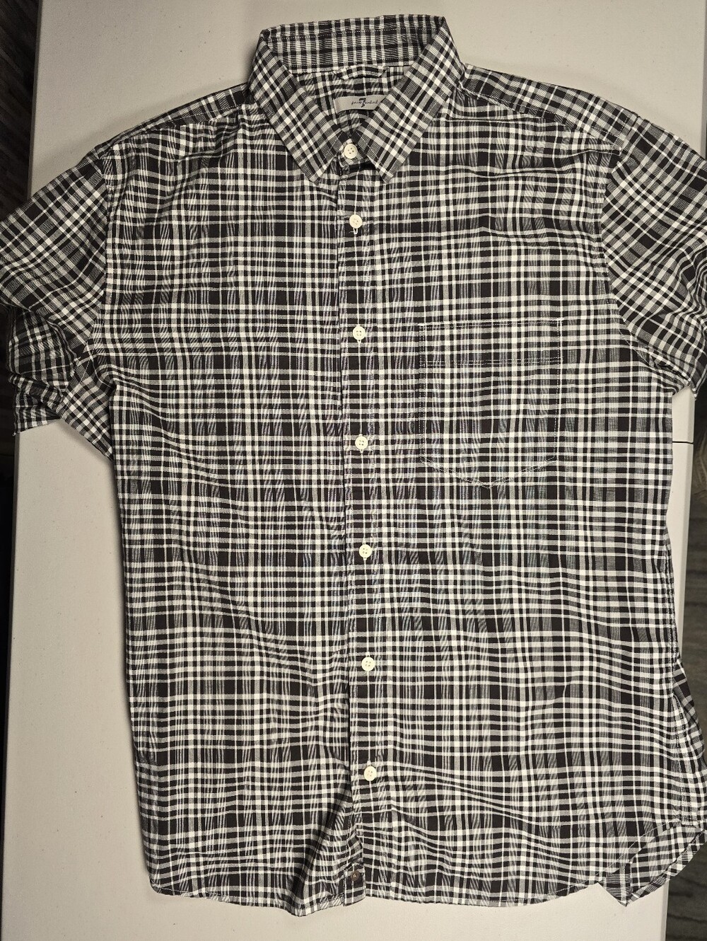 7 For All Mankind Men’s Large Black White Plaid Long Sleeve Button-Down Shirt